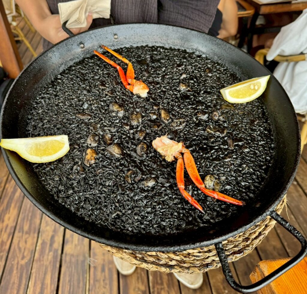 Squid-ink paella at Restaurante Ohana Ibiza in Playa d’en Bossa